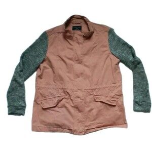 Love Tree Jacket Pink Large Women's Long Sleeve Fullzip Snap Drawings Casual